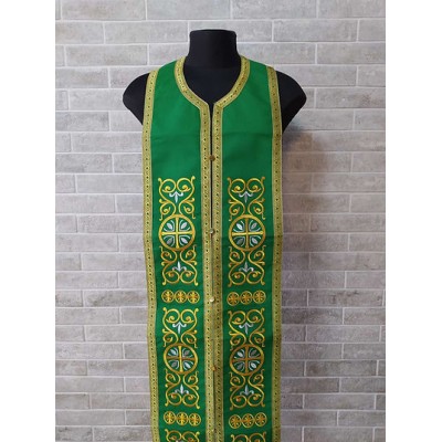 Stole and cuffs in gabardine - Priest's communion set - Orthodox in green