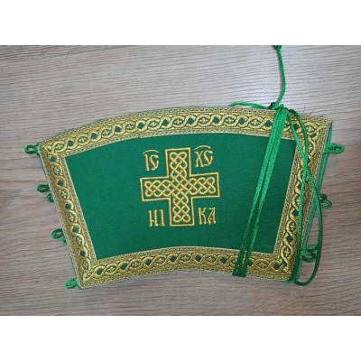 Stole and cuffs in gabardine - Priest's communion set - Orthodox in green