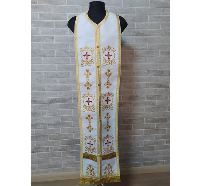 Embroidered stole in gabardine - Priest's communion set - Orthodox cloth set