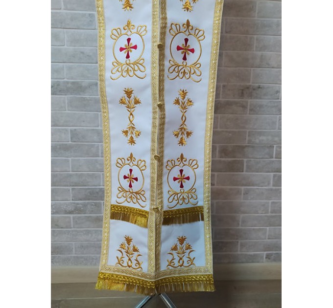 Embroidered stole in gabardine - Priest's communion set - Orthodox cloth set