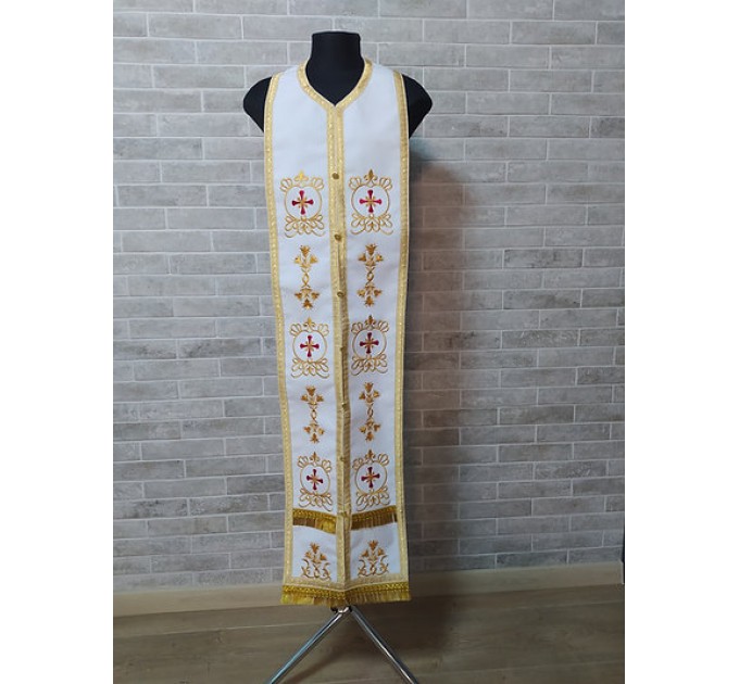 Embroidered stole in gabardine - Priest's communion set - Orthodox cloth set