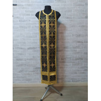 Black gold stole and cuffs in brocade - Priest's communion set - Orthodox church
