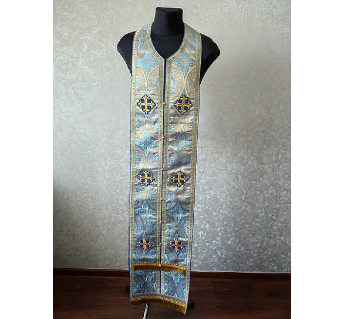 Stole and cuffs in brocade - Priest's communion set - Orthodox priest's cloth