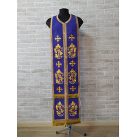 Blue embroidered stole and cuffs - Priest's communion set - Orthodox set