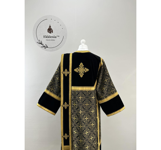 Combined velvet and brocade Protodeacon's stikharion - Deacon's alb - Orthodox Vestment - Deacon's set of vestments - Stikharion