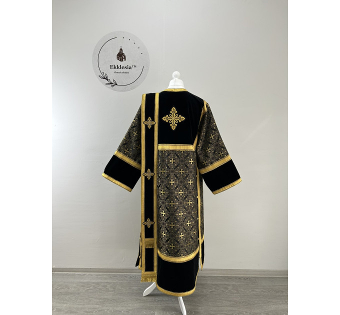 Combined velvet and brocade Protodeacon's stikharion - Deacon's alb - Orthodox Vestment - Deacon's set of vestments - Stikharion