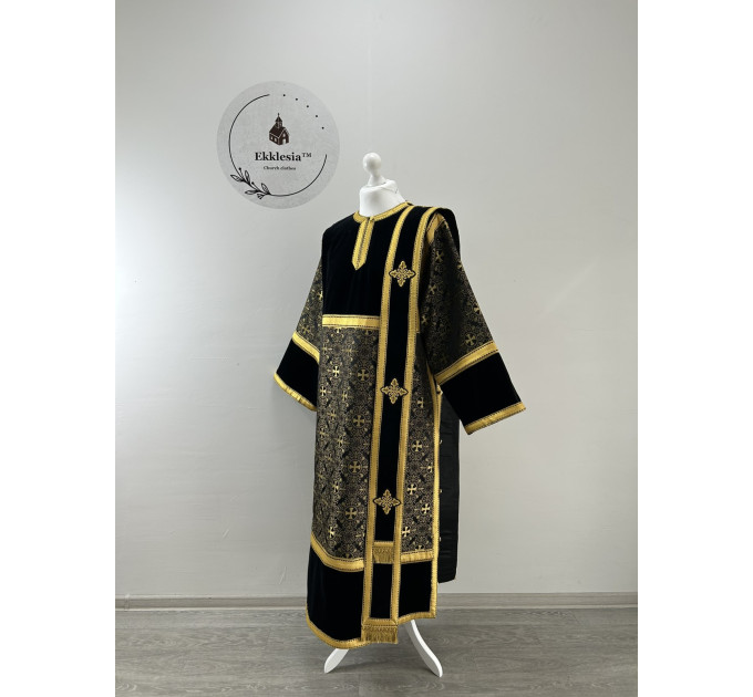 Combined velvet and brocade Protodeacon's stikharion - Deacon's alb - Orthodox Vestment - Deacon's set of vestments - Stikharion