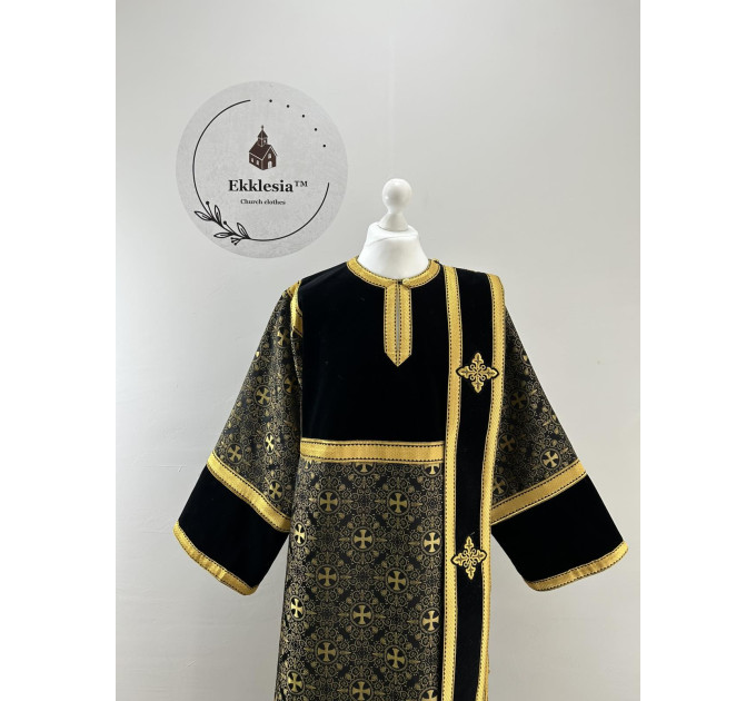 Combined velvet and brocade Protodeacon's stikharion - Deacon's alb - Orthodox Vestment - Deacon's set of vestments - Stikharion