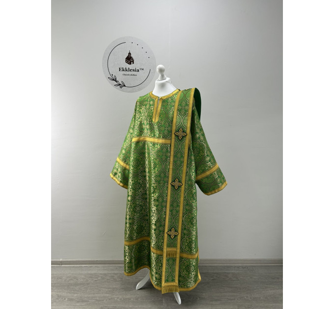 Green vestment for deacon - Stichar and orar - Stikharion, single orar, cuffs