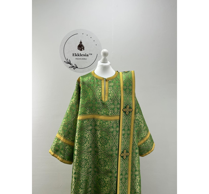 Green vestment for deacon - Stichar and orar - Stikharion, single orar, cuffs