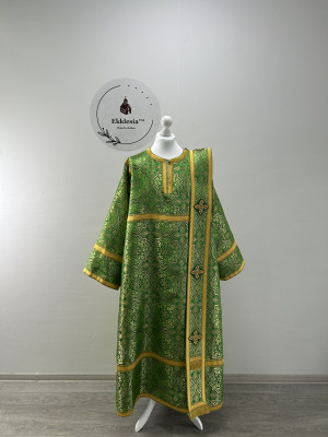 Green vestment for deacon - Stichar and orar - Stikharion, single orar, cuffs