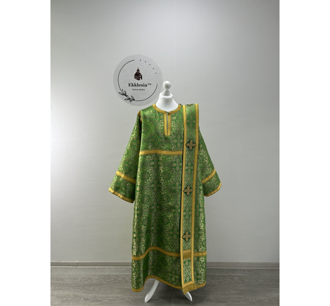 Green vestment for deacon - Stichar and orar - Stikharion, single orar, cuffs