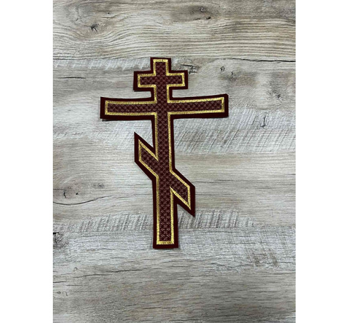 Embroidered cross for vestment or church covers - Cross patch application