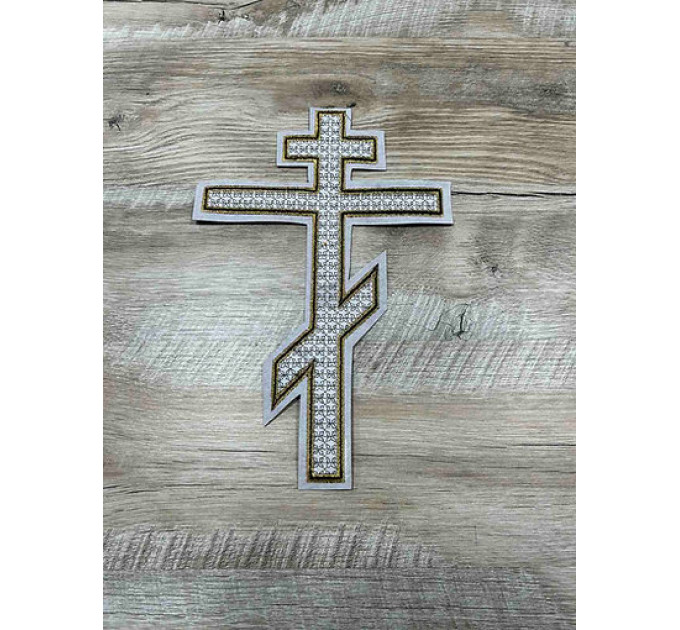 Embroidered cross for vestment or church covers - Cross patch application