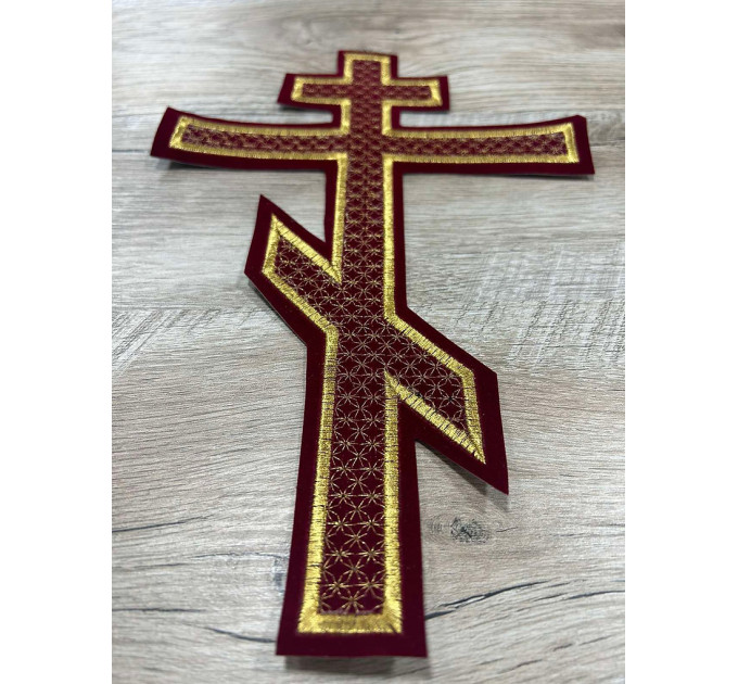 Embroidered cross for vestment or church covers - Cross patch application
