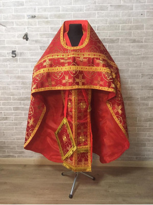 Rich red Slavic style vestments - Orthodox liturgical vestment set