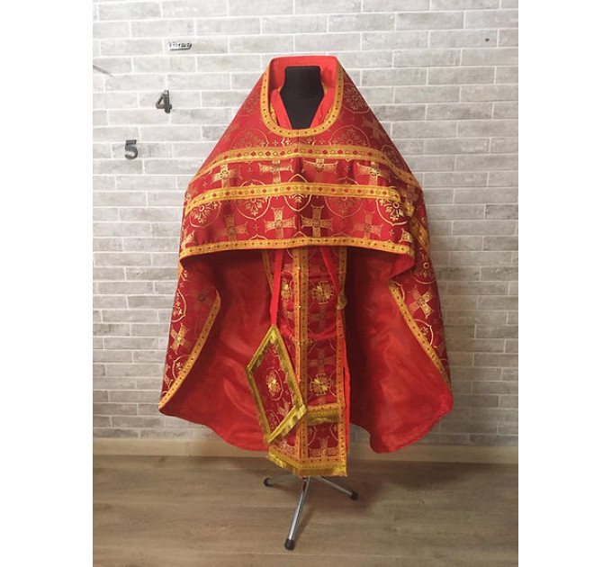 Rich red Slavic style vestments - Orthodox liturgical vestment set