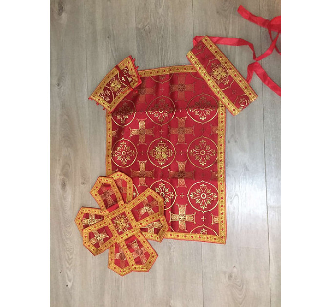 Rich red Slavic style vestments - Orthodox liturgical vestment set