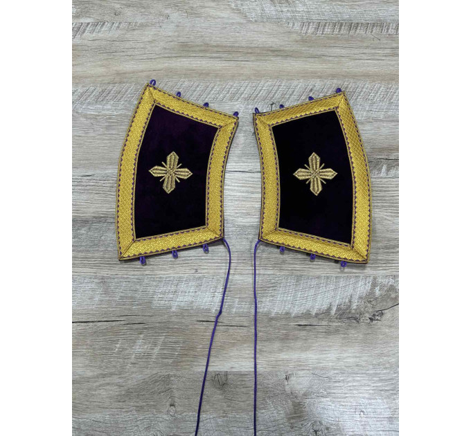 Velvet embroidered orar for protodeacon - Double orarion with Agios design