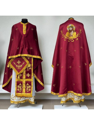 Embroidered vestment set - Priest vestment in Greek style on satin