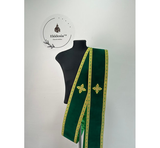 Double orarion in velvet - Protodeacon's orarion - Orthodox double orarion