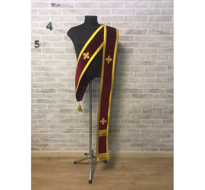 Double orarion in velvet - Protodeacon's orarion - Orthodox double orarion