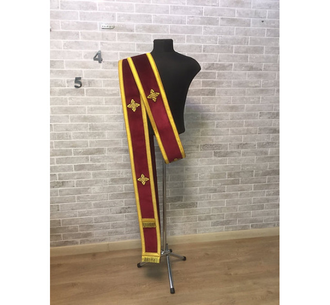 Double orarion in velvet - Protodeacon's orarion - Orthodox double orarion