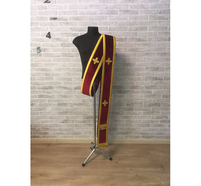 Double orarion in velvet - Protodeacon's orarion - Orthodox double orarion