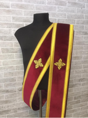 Simple double orarion in velvet - Protodeacon's orarion - Orthodox double orarion