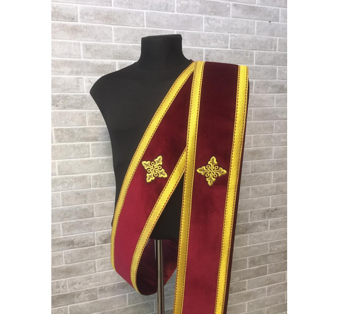 Double orarion in velvet - Protodeacon's orarion - Orthodox double orarion