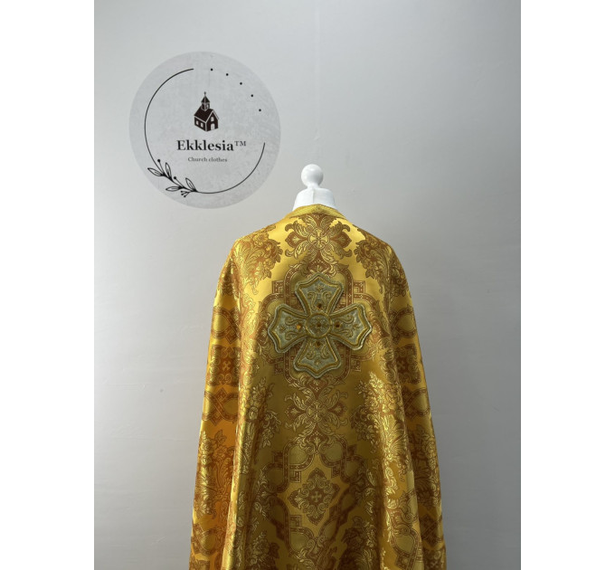 Rich gold priest vestment - Liturgical vestment on brocade - Church garment