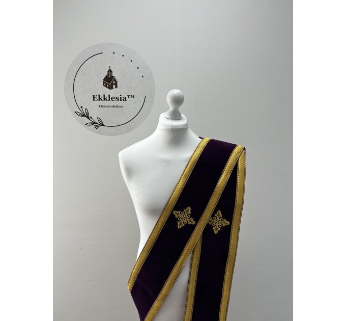 Double orarion in velvet - Protodeacon's orarion - Orthodox double orarion