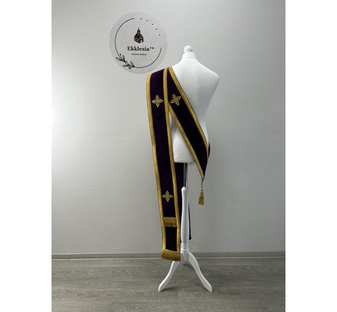 Double orarion in velvet - Protodeacon's orarion - Orthodox double orarion