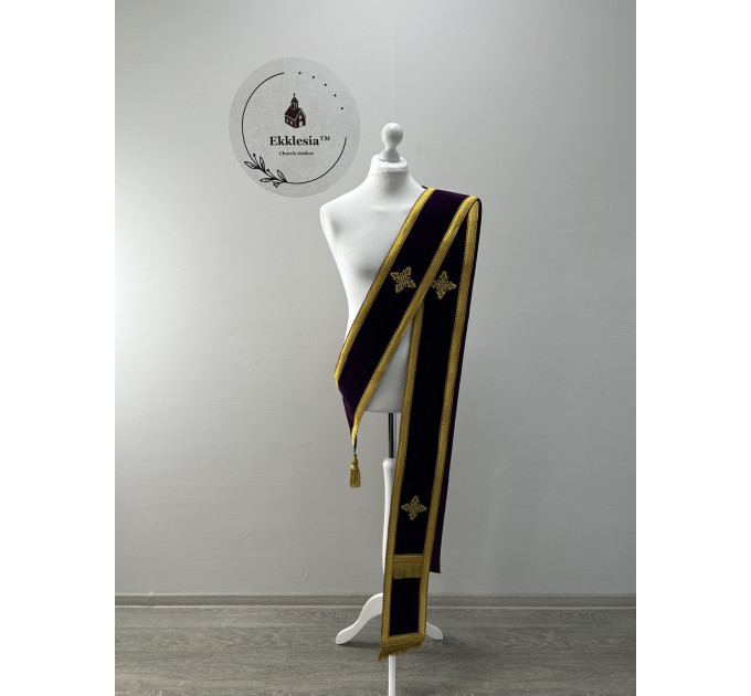 Double orarion in velvet - Protodeacon's orarion - Orthodox double orarion