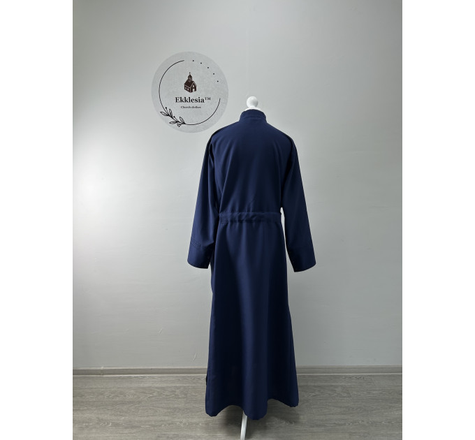 Basic St Petersburg style cassock in dark-blue gabardine - Simple embroidery