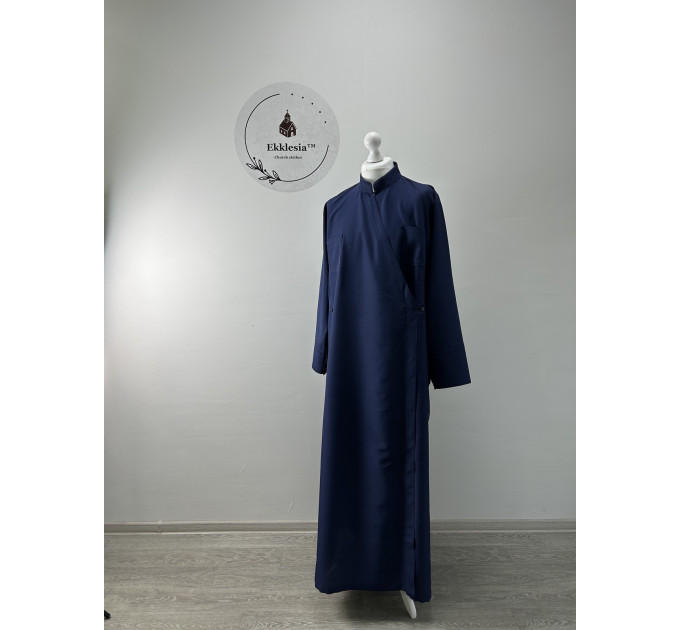 Basic St Petersburg style cassock in dark-blue gabardine - Simple embroidery