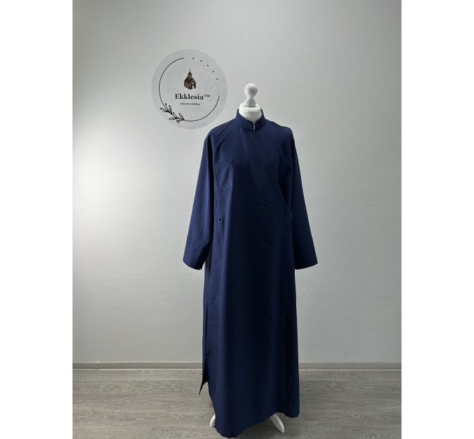 Basic St Petersburg style cassock in dark-blue gabardine - Simple embroidery