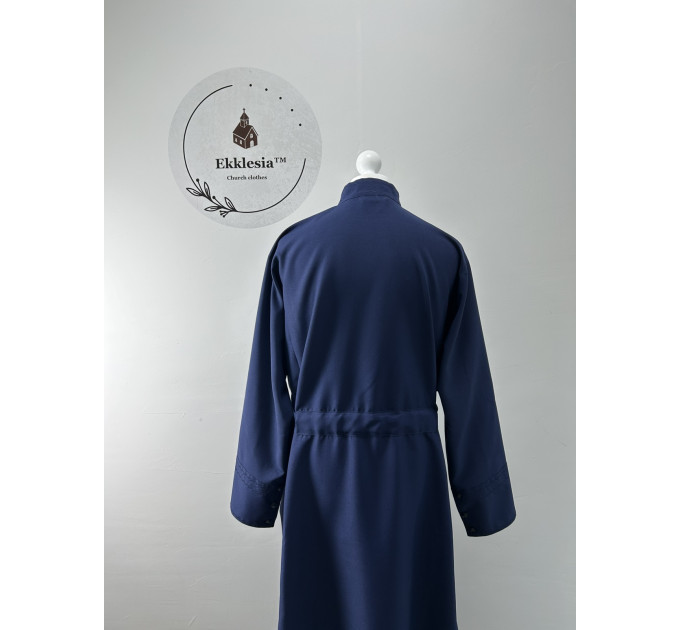 Basic St Petersburg style cassock in dark-blue gabardine - Simple embroidery