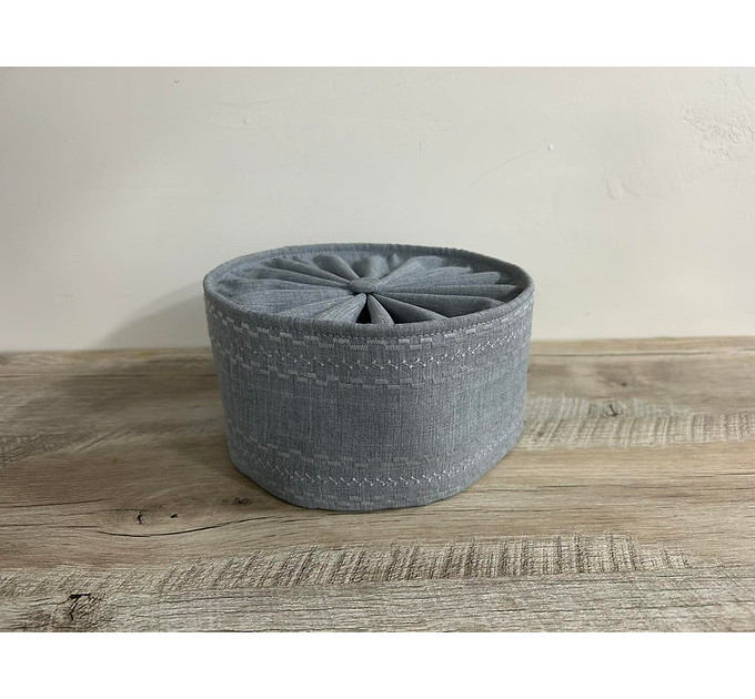 Greek Skufia - Greek style Skufia Calotte Black in linen-gabardine - biretta