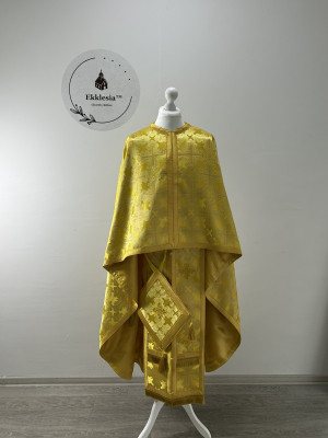 Priest vestment in Turkish silk - Greek style vestment in yellow brocade