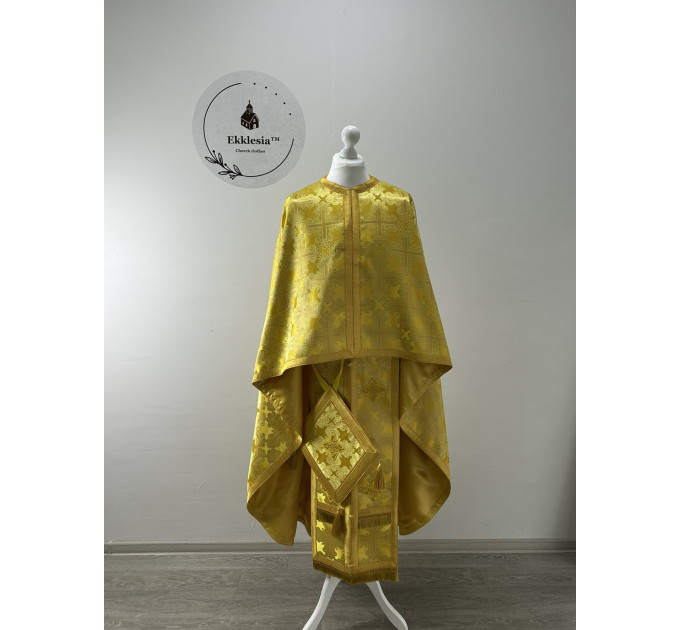 Priest vestment in Turkish silk - Greek style vestment in yellow brocade