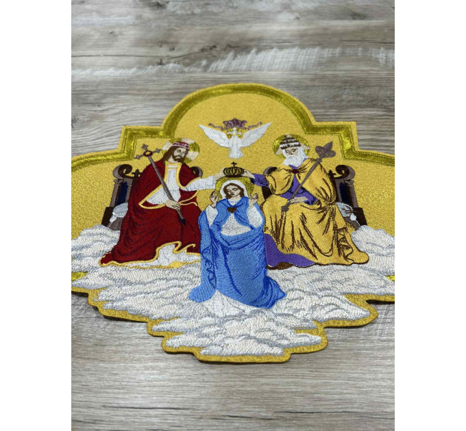 Application icon - Coronation of the Virgin Embroidered patch icon for vestment