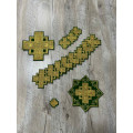 Set of crosses for priest vestment in Slavic style - Embroidered patch crosses