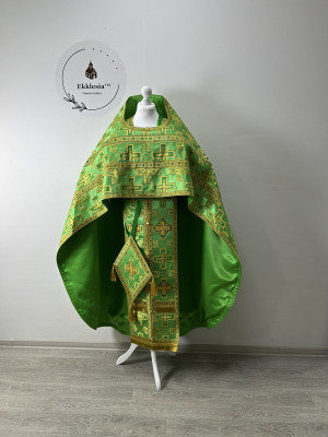 Slavic style vestment for priest - Liturgical priest set in brocade - Phelon