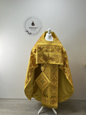 Slavic style Priest vestment in metallic brocade - Liturgical priest robe