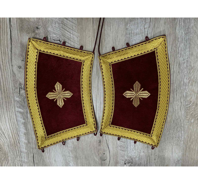 Velvet embroidered orar for protodeacon - Double orarion with Agios design