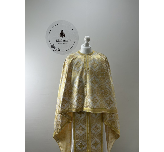 Yellow Greek-style liturgical vestment made of brocade - Priest vestments