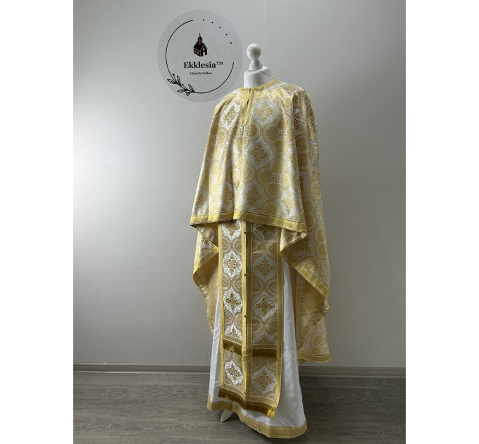 Yellow Greek-style liturgical vestment made of brocade - Priest vestments