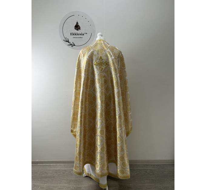 Yellow Greek-style liturgical vestment made of brocade - Priest vestments