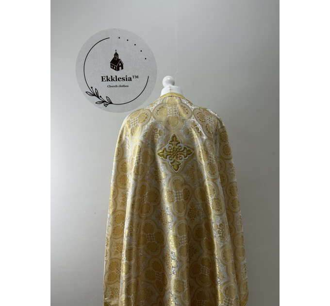 Yellow Greek-style liturgical vestment made of brocade - Priest vestments